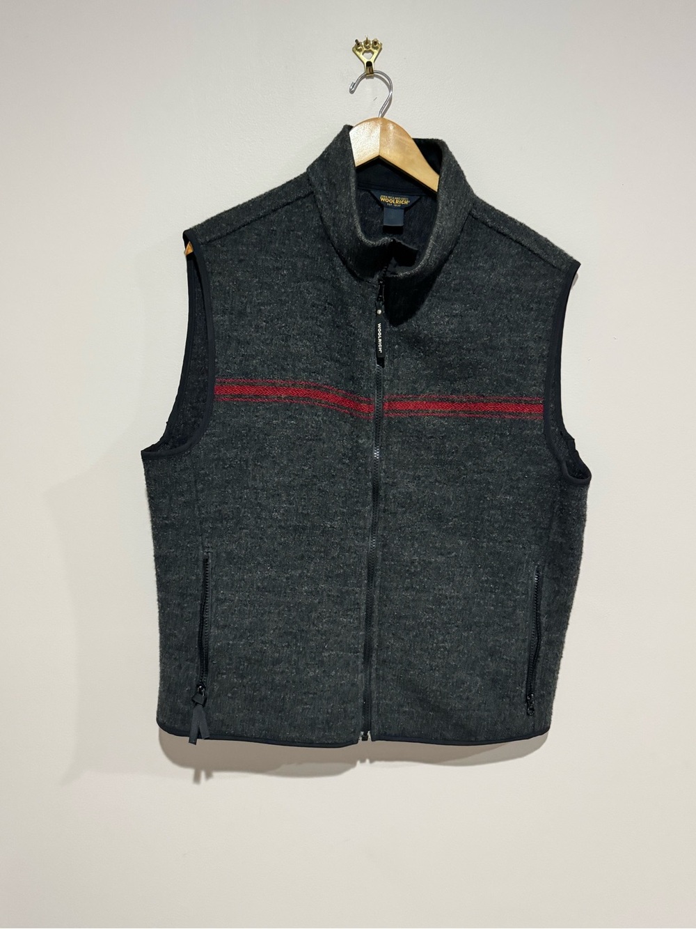 Woolrich Vest Men’s Lg Wool Blend Gray/ Red Full Zip Classic